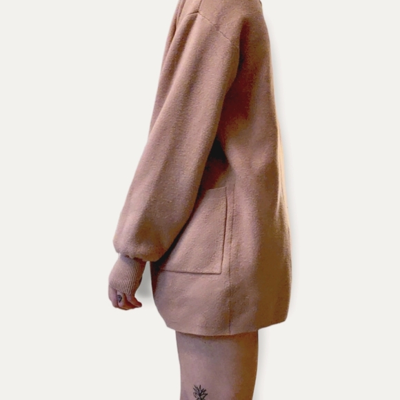 Simons Twik nude pink oversized open cardigan with pockets - Picture 5 of 8